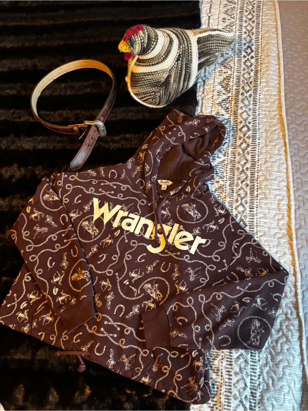 🤎 Wrangler Retro Western Rodeo Hoodie — Size S
